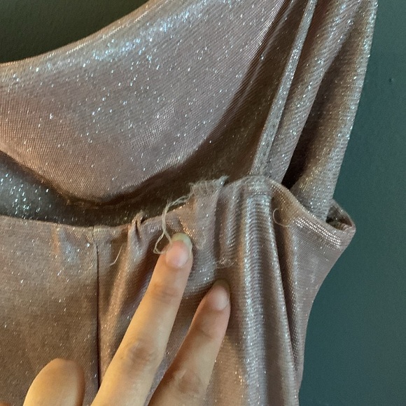 Pink Gold Slip Dress Cowl Neck Sleeveless Cocktail sparkly mermaid - Picture 5 of 6